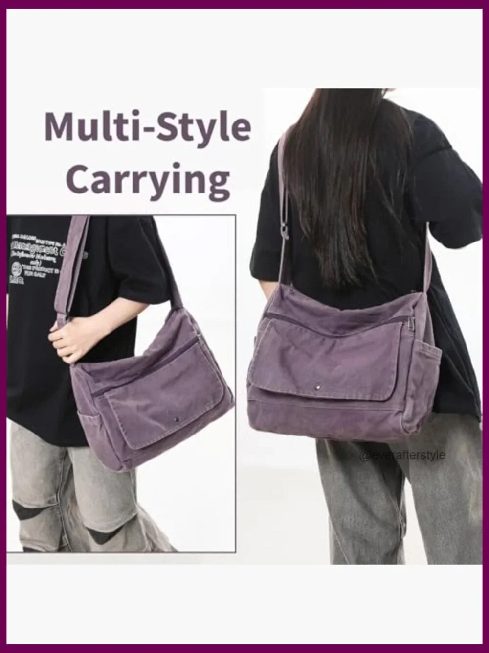 Canvas Messenger Bag with Multiple Pockets Crossbody Tote